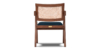 Buy rattan and wood furniture online - Pierre Jeanneret Chandighar chair - solid teak wood furniture crafted with quality materials - Lap & Dado furniture mid-century modern design, Lyon teak wood and cane work lounge chair or dining chair with premium upholstery