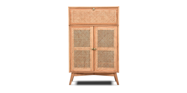 Derry Oak and Rattan Bar Cabinet