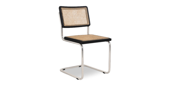 Halden Oak and Rattan Chair with Steel Legs - Black Finish