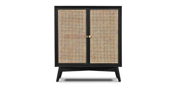 Wells Rattan Bar Cabinet - Black