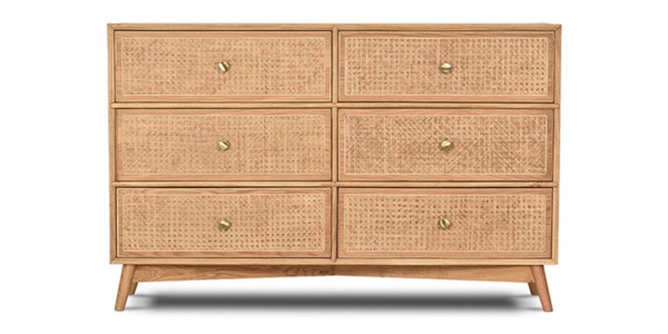 Aby Oak and Rattan Chest of Drawers