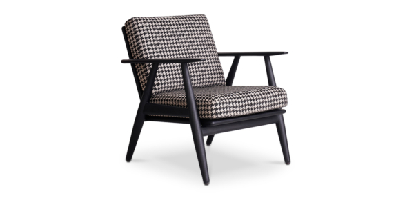 Aden Oak Lounge Chair - Black Houndstooth