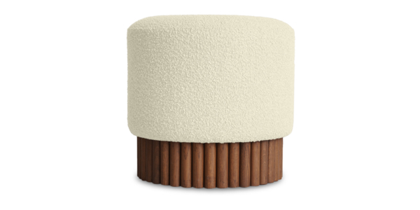 Oslo Oak Bouclé Ottoman - Teak Finish