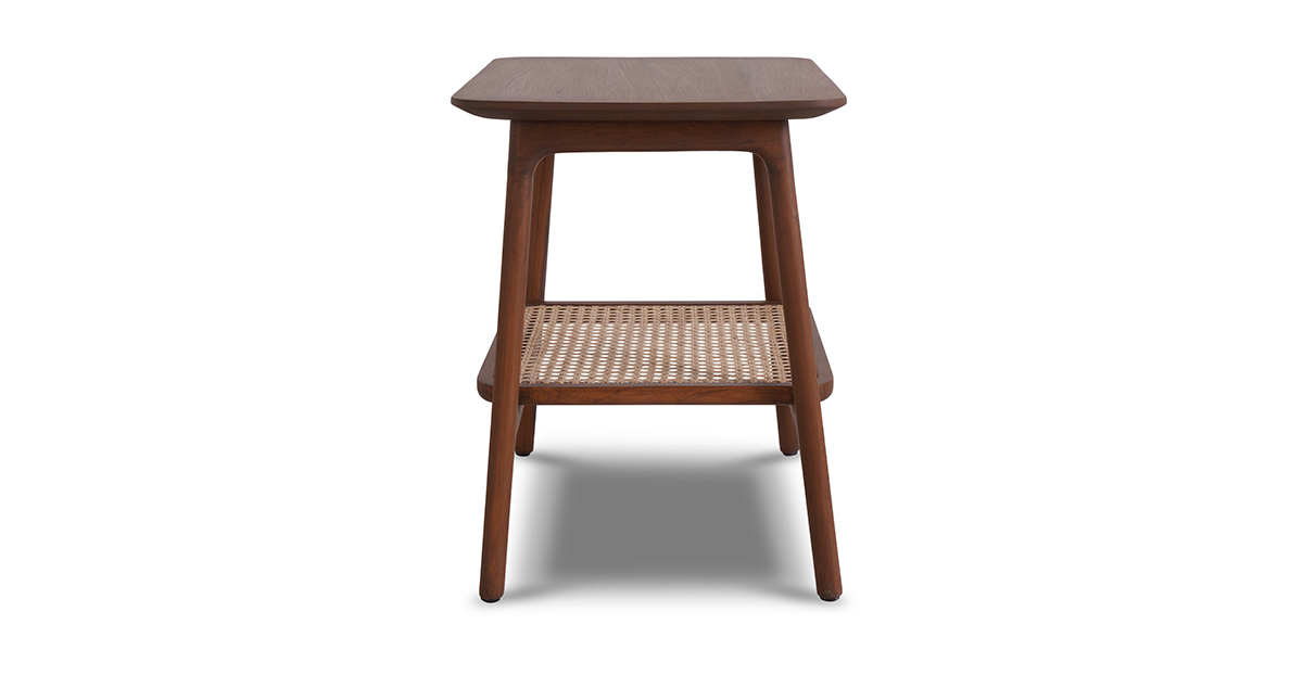 Cavan Teak Side Table with Rattan Shelf 3