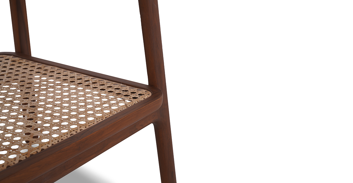 Cavan Teak Side Table with Rattan Shelf 6