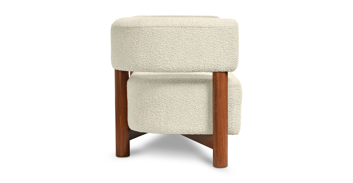 Lap and Dado Aveta Oak Boucle Sofa Teak Finish - Ovis Ivory 3