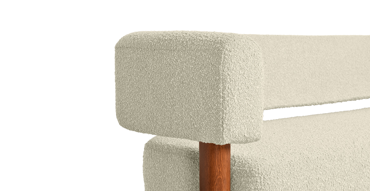 Lap and Dado Aveta Oak Boucle Sofa Teak Finish - Ovis Ivory 6