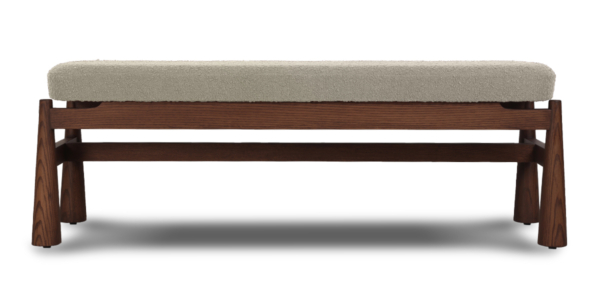 Lugo Ash Bouclé Bench - Teak Finish