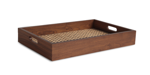 Vari Teak and Rattan Serving Tray